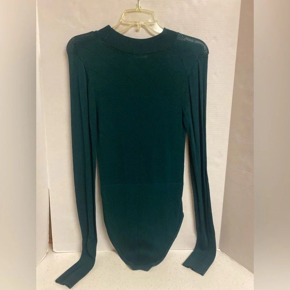 Intimately Free/Free People Dark Green Knit Bodysuit L